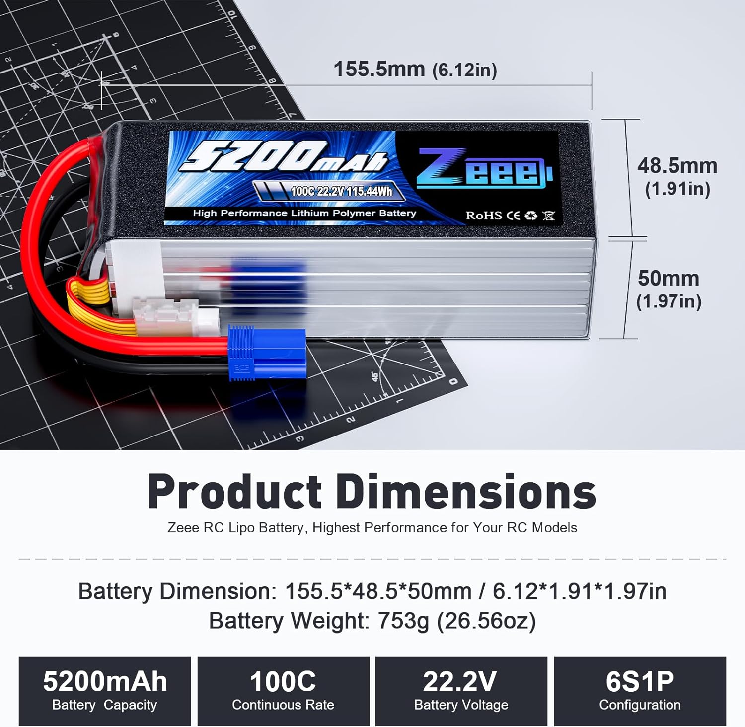 Zeee 6S 5200mAh Lipo baterai 2 - Model Kit Helicopter ulasan dan harga